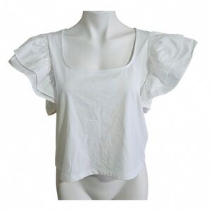 Chic White Ruffle Sleeve Crop Top